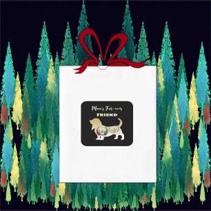 Mans Forever Friend Gold Dog Folk Art Decoration Quadratischer Aufkleber