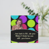 Mans Funny Retro 50. Geburtstagsparty Einladung (Stehend Vorderseite)