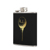 Man's Golf Monogram Black and Gold Flask Flachmann (Links)
