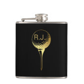 Man's Golf Monogram Black and Gold Flask Flachmann (Vorderseite)