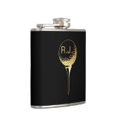 Man's Golf Monogram Black and Gold Flask Flachmann (Rechts)