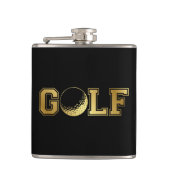 Man's Golf Monogram Black and Gold Flask Flachmann (Vorderseite)