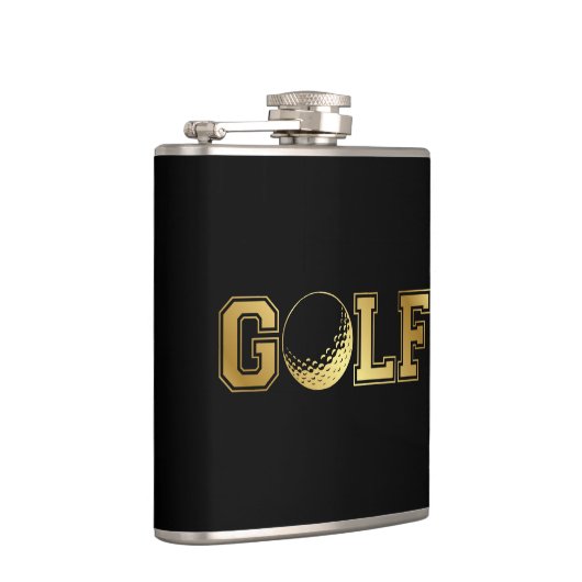 Man's Golf Monogram Black and Gold Flask Flachmann (Rechts)