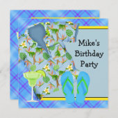 Mans GRILLEN Margarita Birthday Party Einladung (Vorne/Hinten)