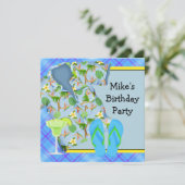 Mans GRILLEN Margarita Birthday Party Einladung (Stehend Vorderseite)