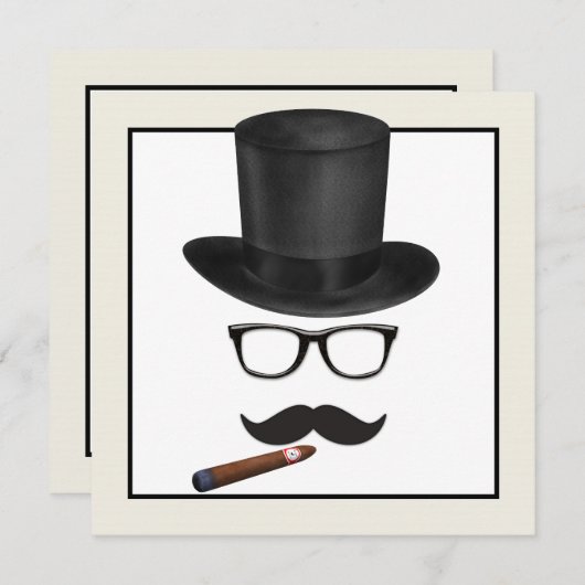 Mans Mustache Birthday Party Einladung (Vorne/Hinten)