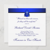 Mans Navy Blue Cross in Love Memory Memorial Einladung (Rückseite)