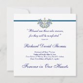 Mans Navy Blue Cross in Love Memory Memorial Einladung (Rückseite)