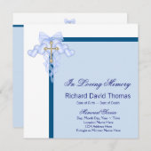 Mans Navy Blue Cross in Love Memory Memorial Einladung (Vorne/Hinten)