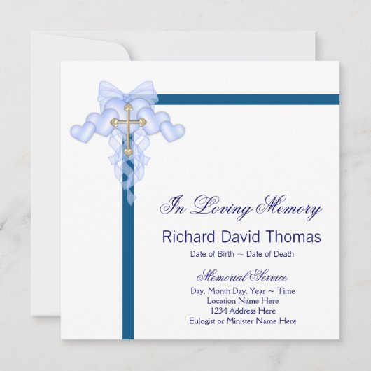 Mans Navy Blue Trauerkarten Einladung (Vorderseite)