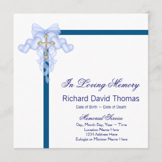 Mans Navy Blue Trauerkarten Einladung