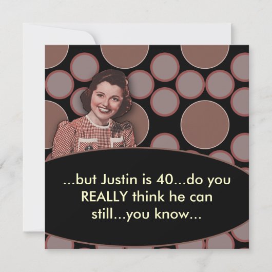 Mans Retro 40. Geburtstags-Party Einladung (Vorderseite)