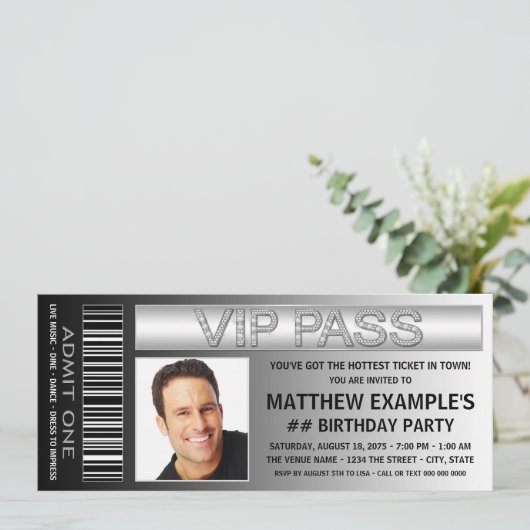 Mans Ticket Geburtstagsparty Einladung (Stehend Vorderseite)