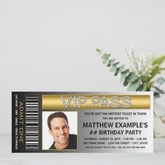 Mans Ticket Geburtstagsparty Einladung (Stehend Vorderseite)