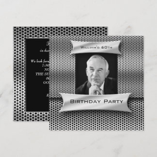 Mans Vintag 60. Silbermetall zum Geburtstag Einladung