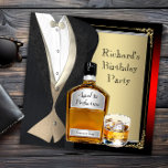 Mans Whiskey Birthday Party Einladung<br><div class="desc">Eleganter Gentleman's rot-schwarz Tuxedo und Gentleman's Whiskey Flasche "bis zur Perfektion gealtert" Mann beliebig Zahl Geburtstagsfeier Einladung. Sie können Ihren Text den Whiskey Flaschenetiketten im Schriftart-Stil und in der Farbe Ihrer Wahl hinzufügen. Diese klassische Tuxedo und Gentleman's Whiskey Flasche Geburtstagsfeier Einladung ist einfach für Ihre Veranstaltung angepasst, indem Sie Ihre...</div>