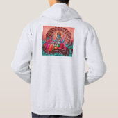 MANS ZIPPERED RED HOODIE - OM YOGA & VISHNU (Rückseite)