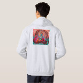 MANS ZIPPERED RED HOODIE - OM YOGA & VISHNU (Schwarz voll)