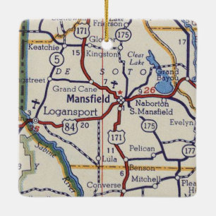 Mansfield LA Vintage Karte Keramikornament