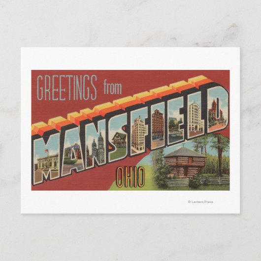 Mansfield, Ohio - Große Buchstabenszenen Postkarte (Vorderseite)