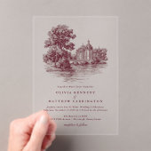 Mansion Venue Old Money Aesthetic Burgund Wedding Acryleinladungen (Insitu (Handheld))