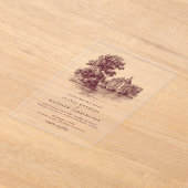 Mansion Venue Old Money Aesthetic Burgund Wedding Acryleinladungen (Ablage )