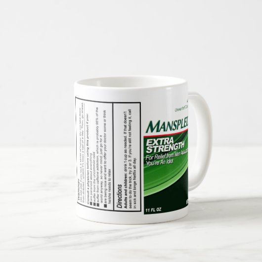Manspledrin-Tasse | Mansplaining Relief for Femini Kaffeetasse (VorderseiteRechts)