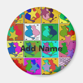 Mant Cats Pa Dutch hex Sign, Name hinzufügen Magnet