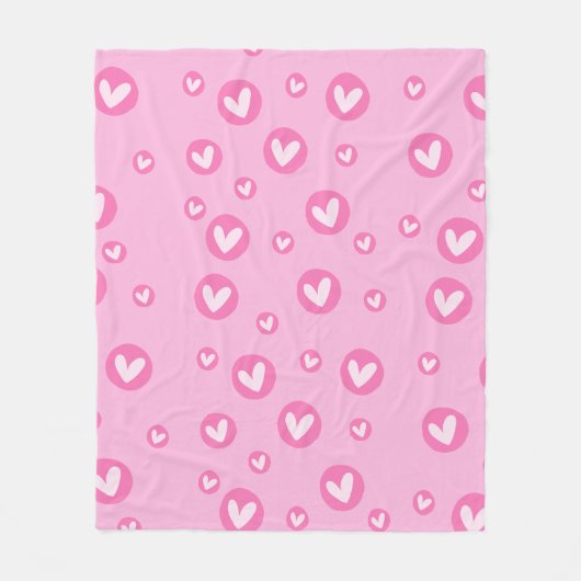Manta com Padrões Fofos de Corações Rosa Fleecedecke (Vorderseite)