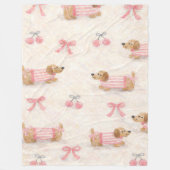Manta con Patrón de Perritos Kawaii con Moños Rosa Fleecedecke (Vorderseite)