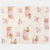 Manta con Patrón de Perritos Kawaii con Moños Rosa Fleecedecke (Vorderseite (Horizontal))