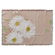 "manta de margaritas veige y marron"