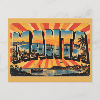 Manta Ecuador Pazifikküste Bucht Strand Kunst Postkarte