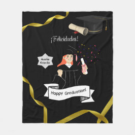Manta forro polar graduacion nombre personalizado fleecedecke