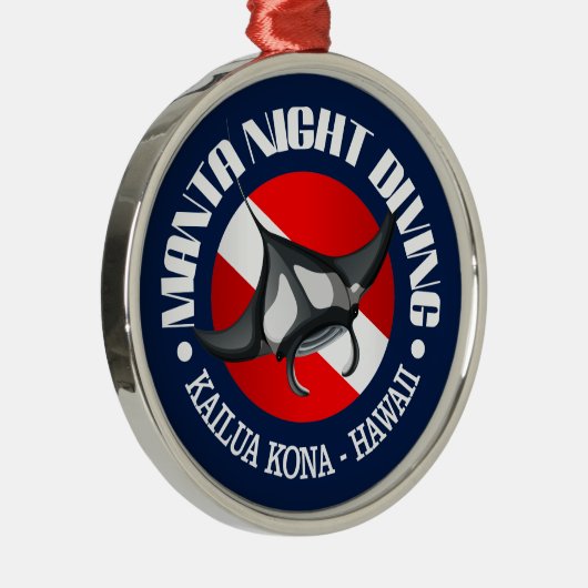 Manta Night Diving (Kailua Kona) Ornament Aus Metall (Rechts)