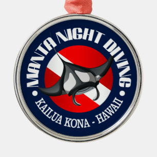Manta Night Diving (Kailua Kona) Ornament Aus Metall