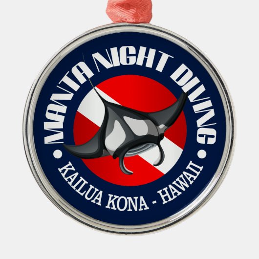 Manta Night Diving (Kailua Kona) Ornament Aus Metall (Vorne)