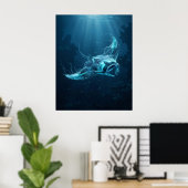 Manta Ray Deep Blue Abyss Poster (Heimbüro)