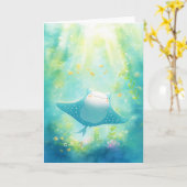 Manta Ray, der durch das Meer gleitet Karte (Gelbe Blume)