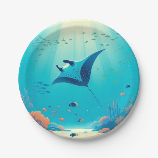 Manta-Ray-Küstenart Pappteller (Vorderseite)