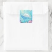 Manta Ray lächeln im Korallenparadies Quadratischer Aufkleber (Tasche)