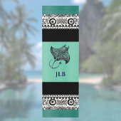 Manta Ray Polynesian Pattern Teal Green Monogram  Yogamatte