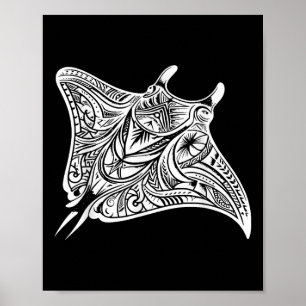 Manta Ray Polynesisches Stammesmeer Tattoo Sea Poster