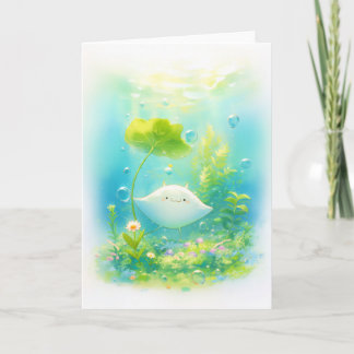 Manta Ray Ruhen unter einem Lily Pad Karte