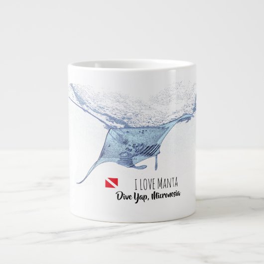 Manta-ray-Silhouette Jumbo-Tasse (Vorderseite)