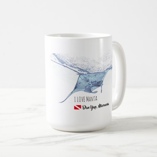 Manta Ray Silhouette mattierte Tasse (VorderseiteRechts)