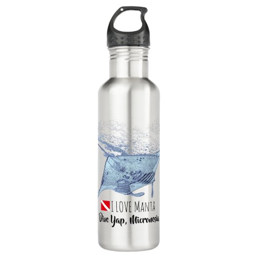 Manta Ray Silhouette mattierte Tasse Edelstahlflasche (Vorderseite)