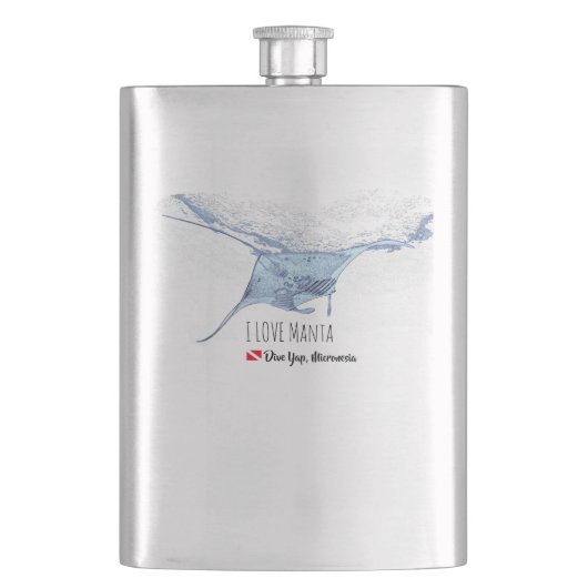 Manta Ray Silhouette mattierte Tasse Flachmann (Vorderseite)