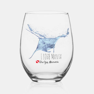 Manta Ray Silhouette Weinglas Ohne Stiel