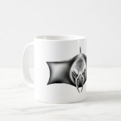 Manta Ray T - Shirt - Realistisches Schwarz & Weiß Kaffeetasse (Vorderseite Links)